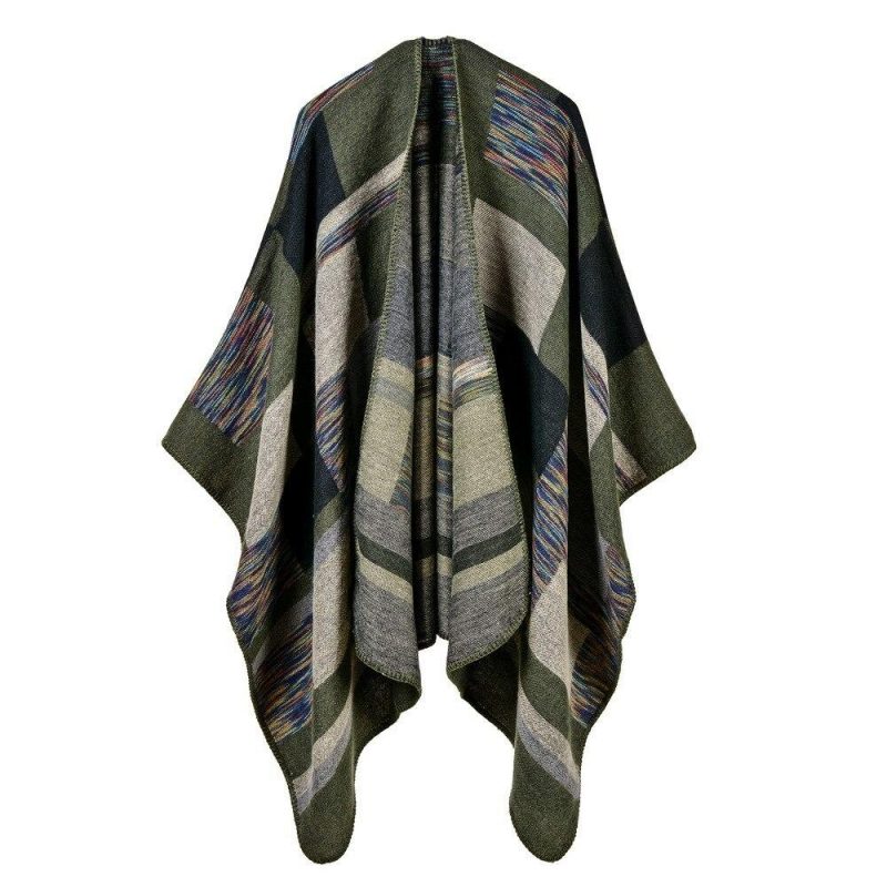 poncho hiver femme vert 136