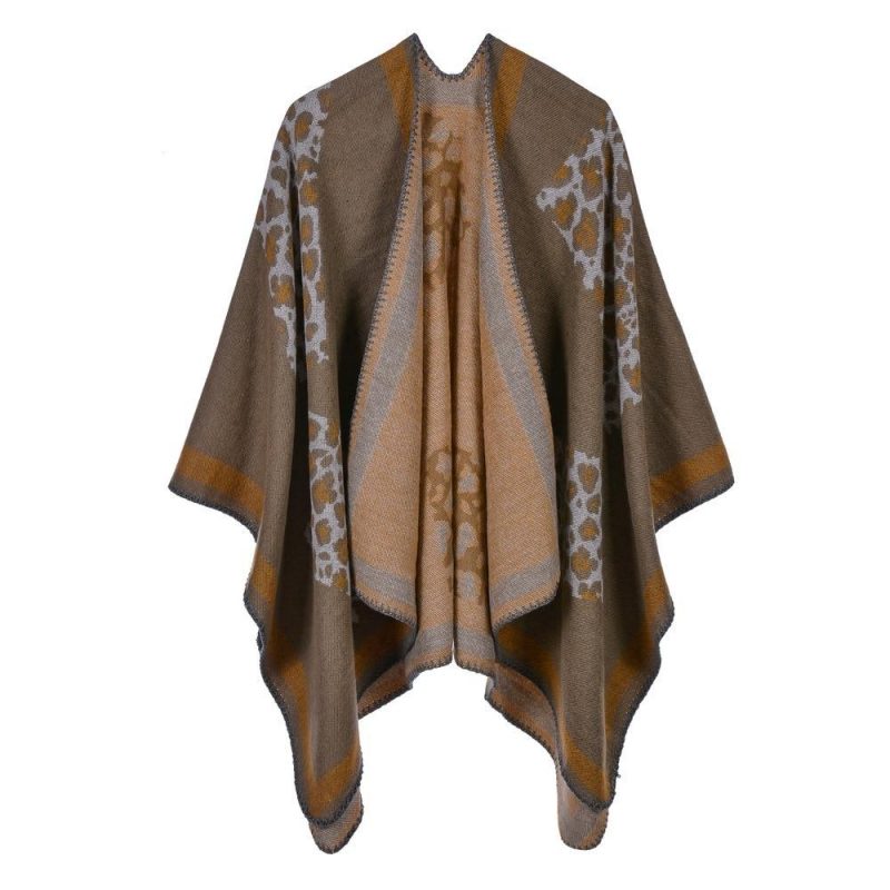 poncho leopard femme beige 857