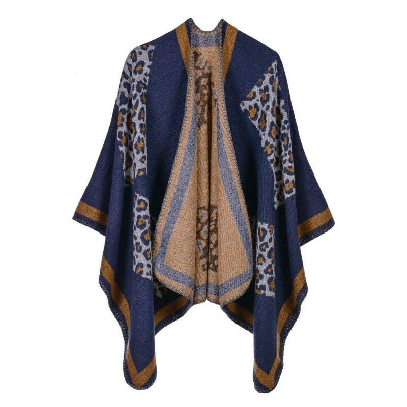 poncho leopard femme bleu 519