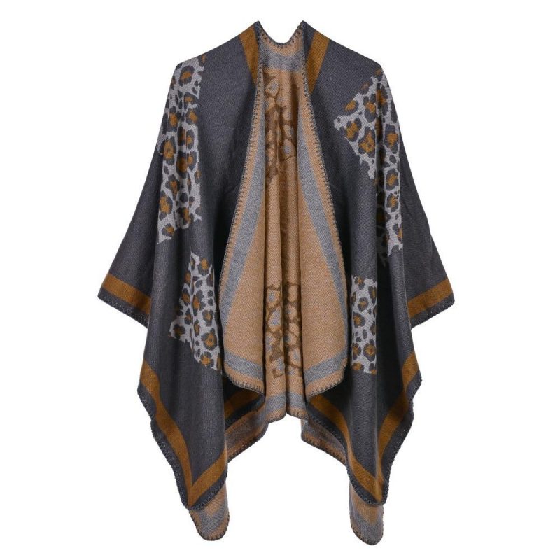 poncho leopard femme gris 674