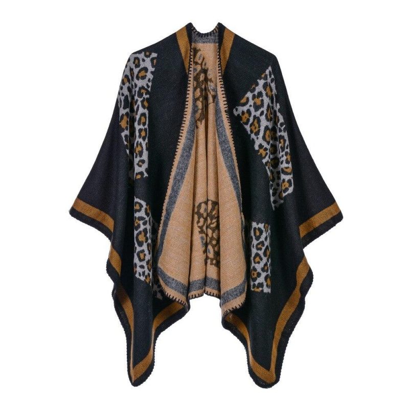 poncho leopard femme noir 222