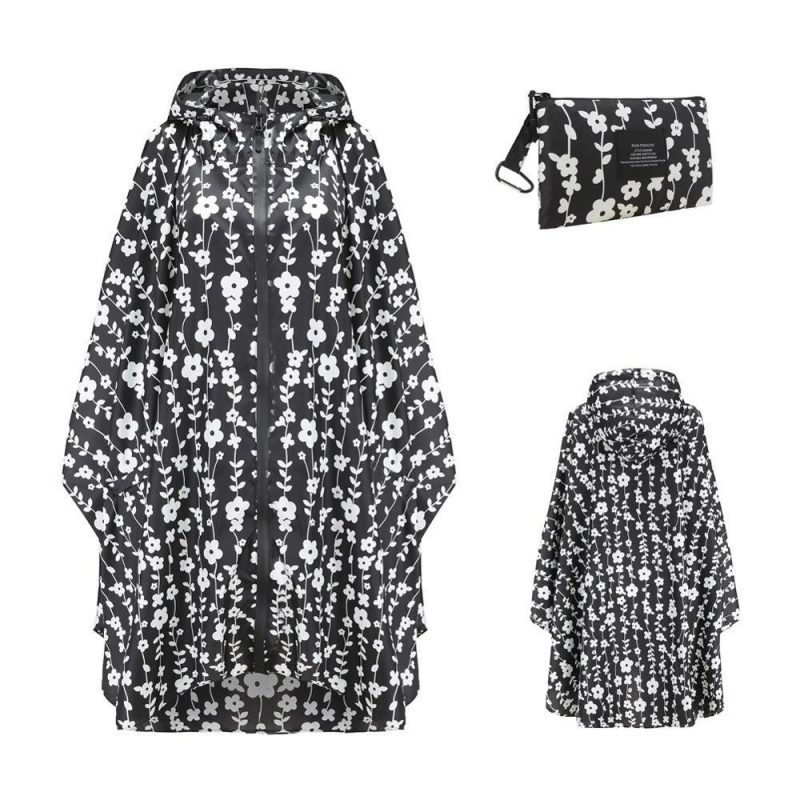 poncho long de pluie noir blanc 268