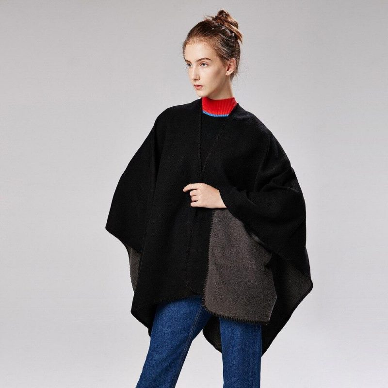 poncho noir femme noir 640