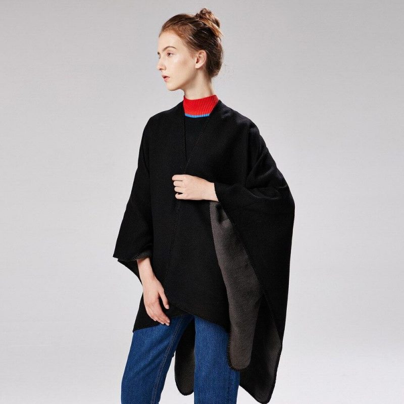 poncho noir femme noir 806