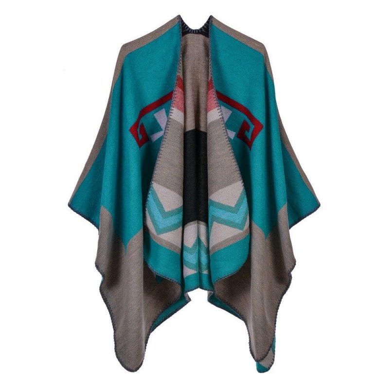 poncho original femme turquoise 916