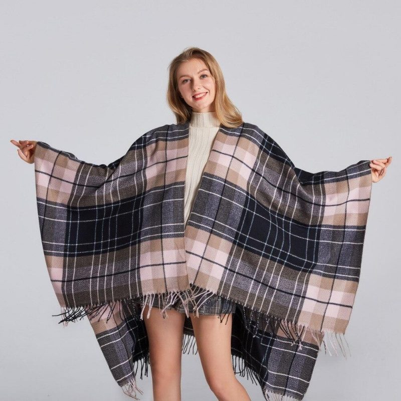 poncho plaid femme 161