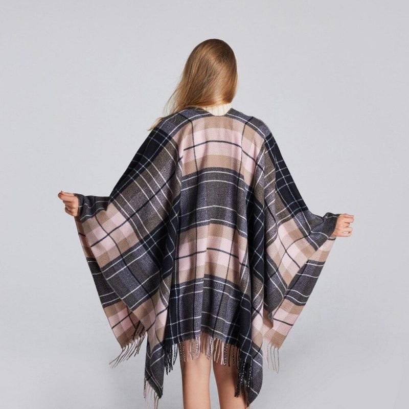 poncho plaid femme 218