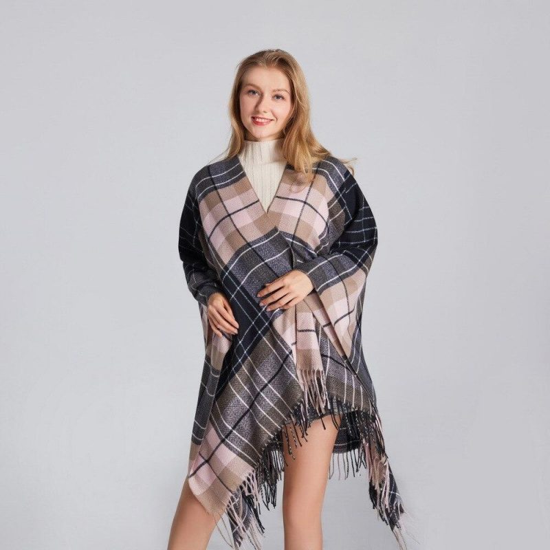 poncho plaid femme 309