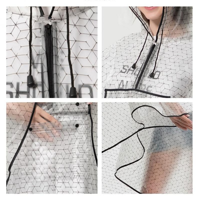 poncho pluie transparent grillage noir 901