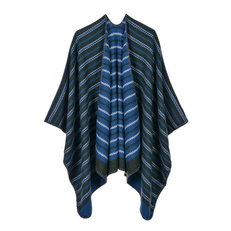poncho raye bleu fonce 185