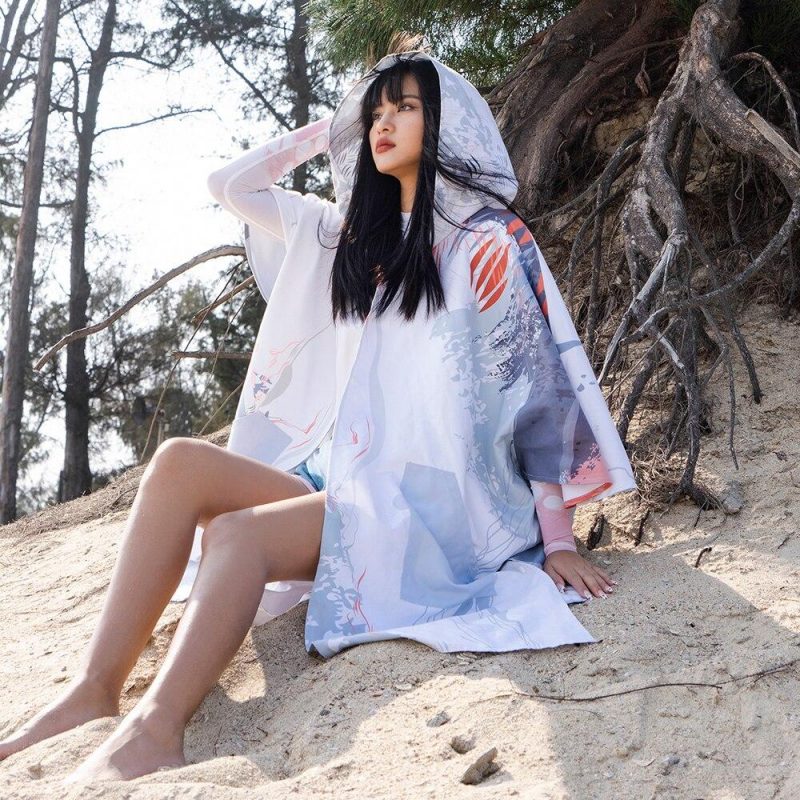 poncho surf femme ivoire 348