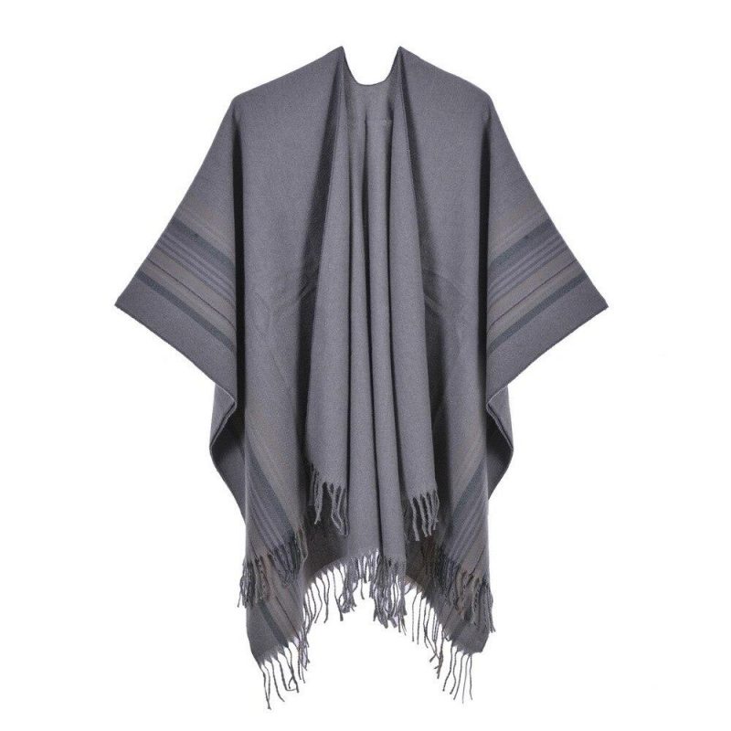poncho vintage femme gris 504