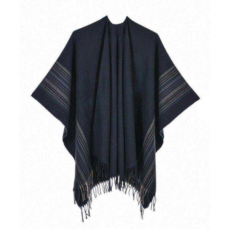 poncho vintage femme noir 424