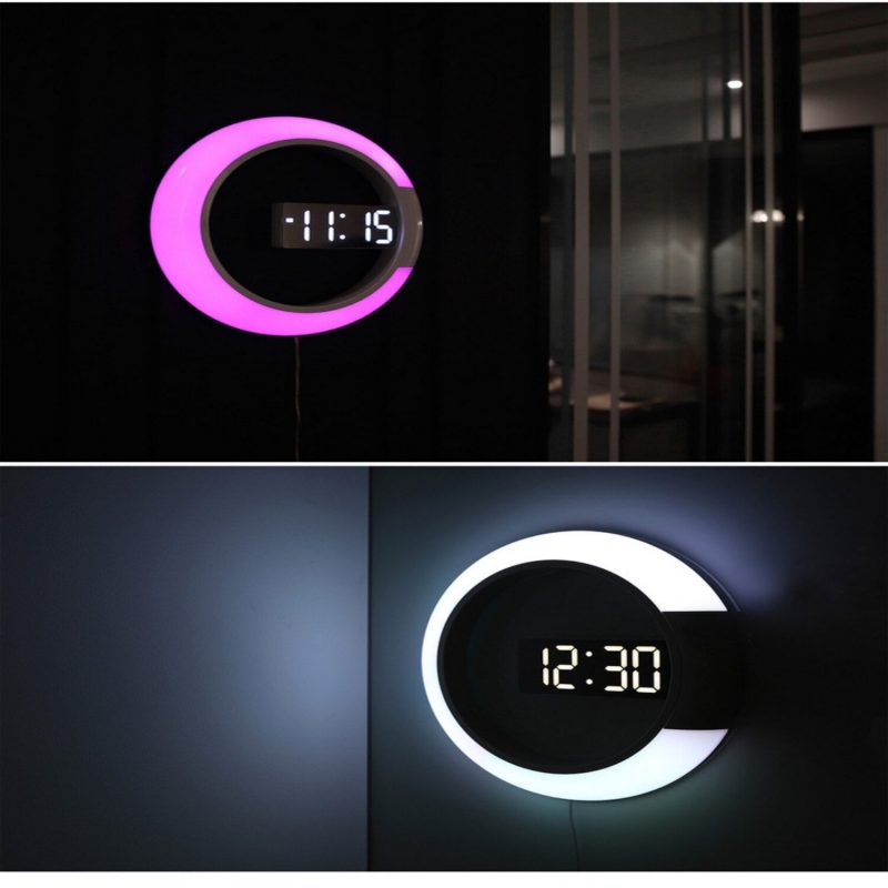 3 d led numerique horloge murale reveil m main 2