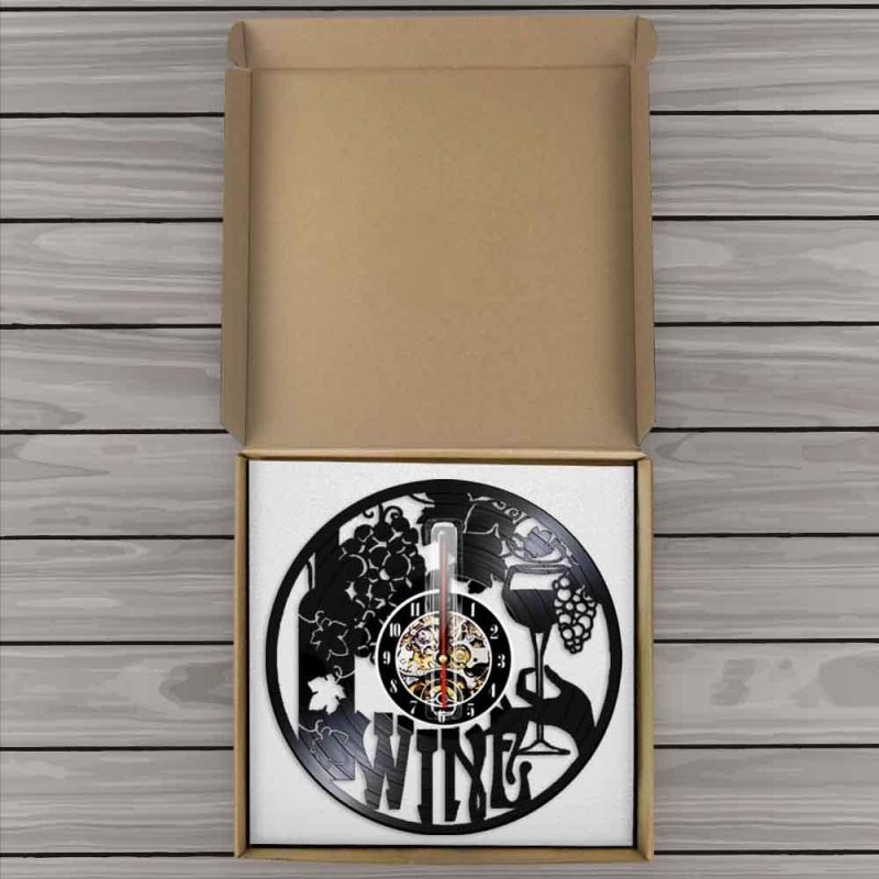 Colis horloge murale cuisine raisin avec vin en vinyle 30cm