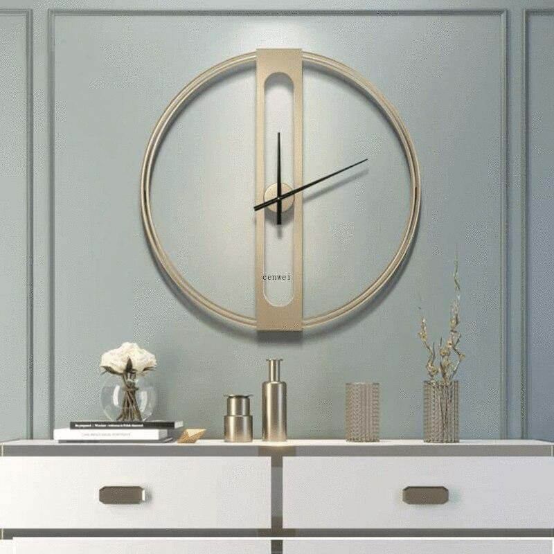 Grosse horloge murale scandinave dore diametre 50cm 70cm 3