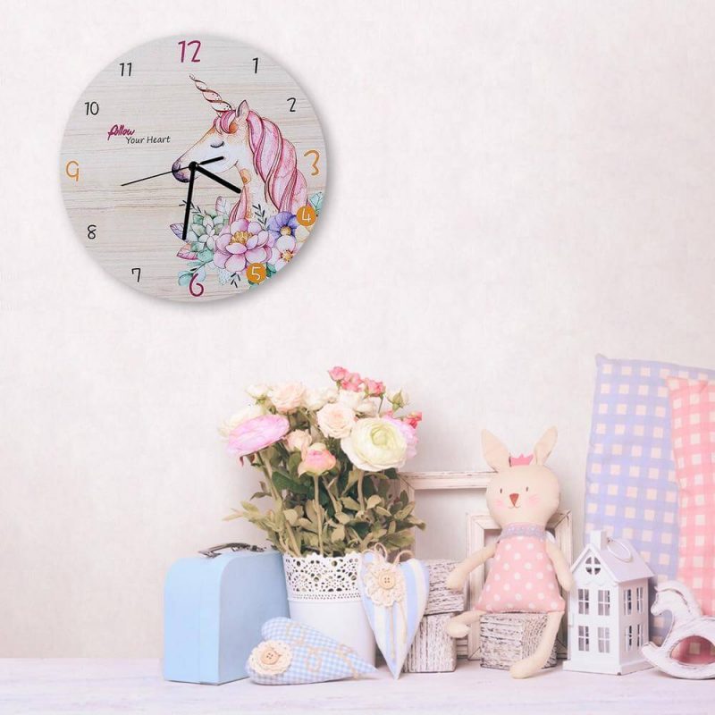 Hoorloge murale licorne silencieuse cadeaux salon