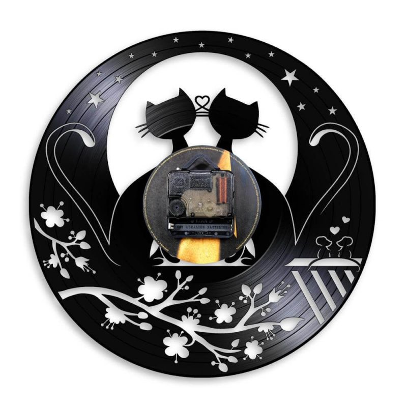 Horloge Vinyle Chat Lune back