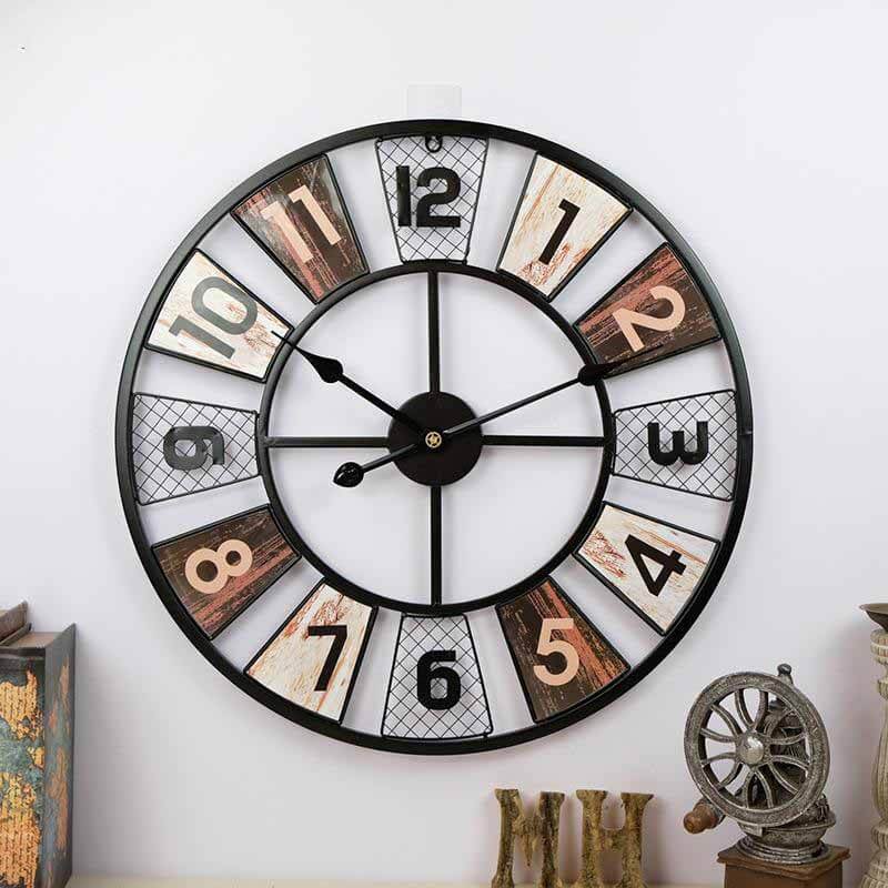 Horloge factory.com Geante metal 60 cm industrielle pendule deco murale quartz coloree