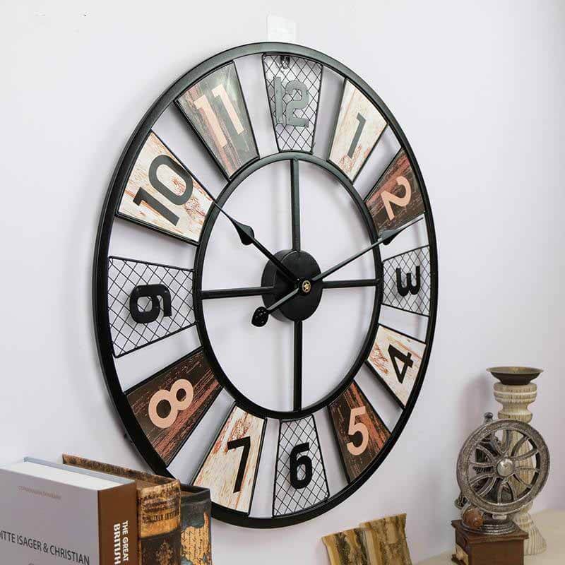 Horloge factory.com Geante metal 60 cm industrielle pendule deco murale quartz salon
