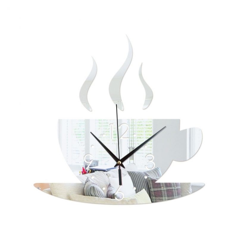 Horloge Murale Sticker Cafe Gris