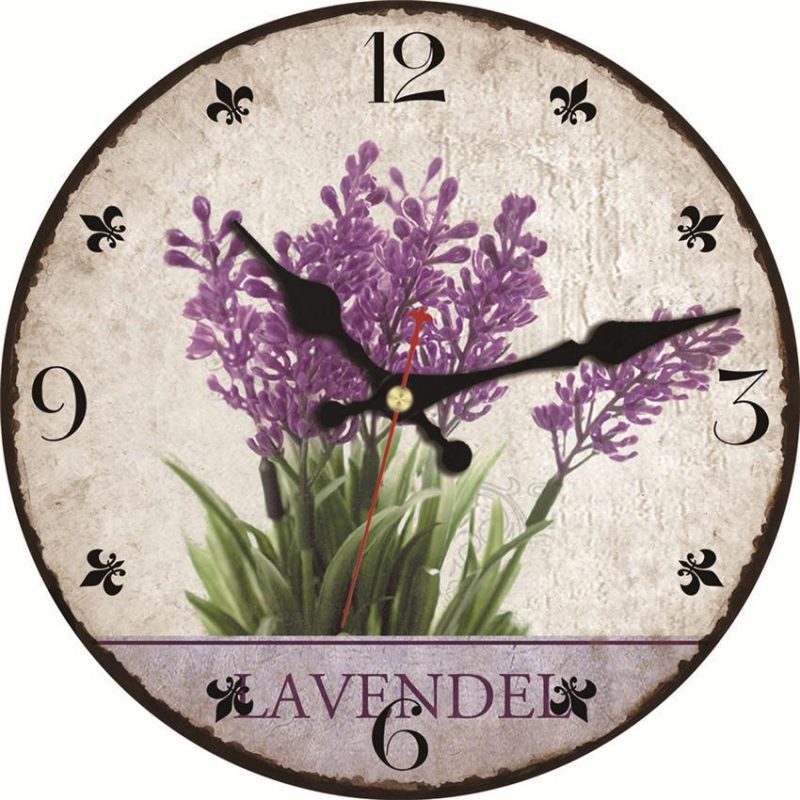 Horloge murale ronde vintage retro pourpre violet mauve lavande 30cm 35cm 40cm decorative murale