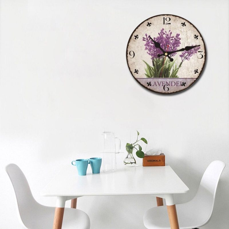 Horloge murale ronde vintage retro pourpre violet mauve lavande 30cm 35cm 40cm decorative murale cuisine