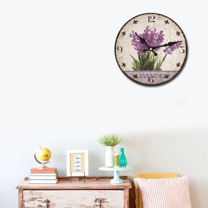 Horloge murale ronde vintage retro pourpre violet mauve lavande 30cm 35cm 40cm decorative murale salon