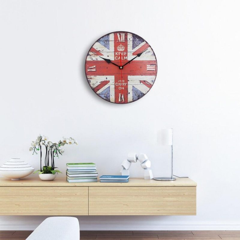 Horloge murale vintage angleterre bois royaume uni londre decoration murale salon