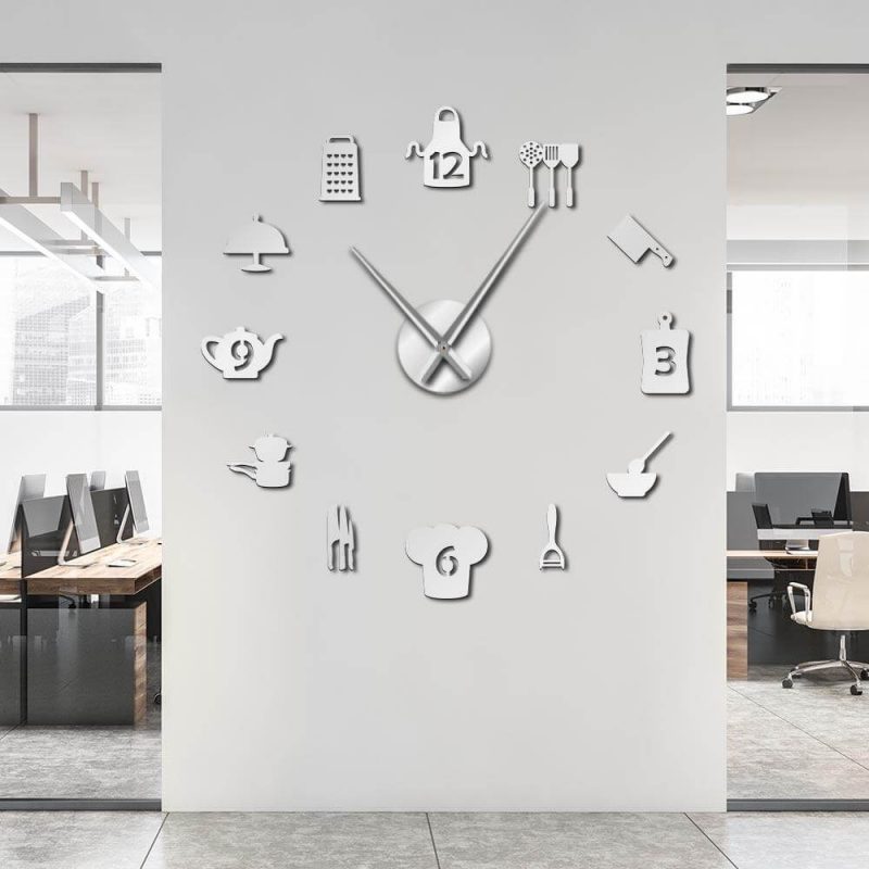grosse horloge murale de cuisine grande decorative stickers mur cuisine