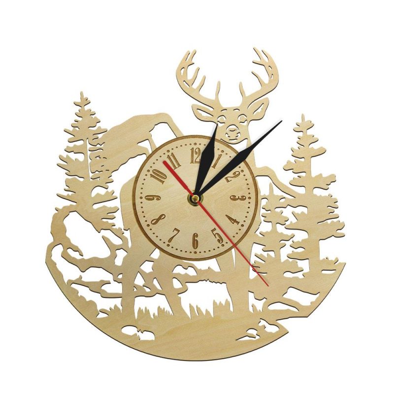 horloge bois cerf 30