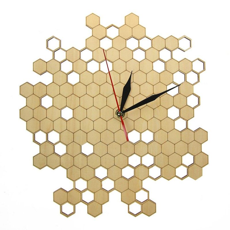 horloge bois nid d abeille 21