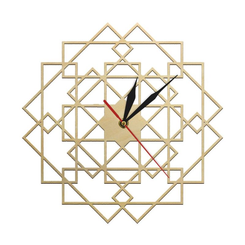 horloge bois polygone inverse 36