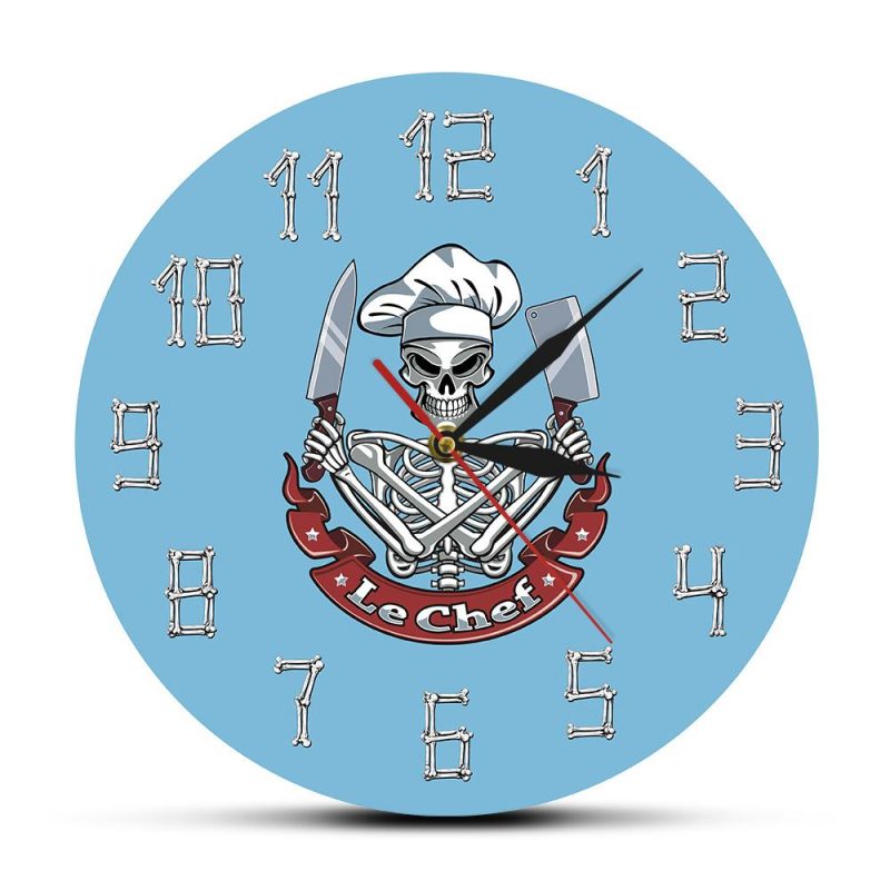 horloge cuisine chef squelette 6