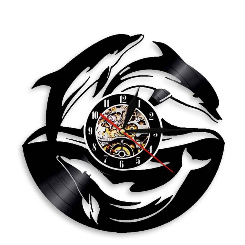 horloge dauphin vynile murale
