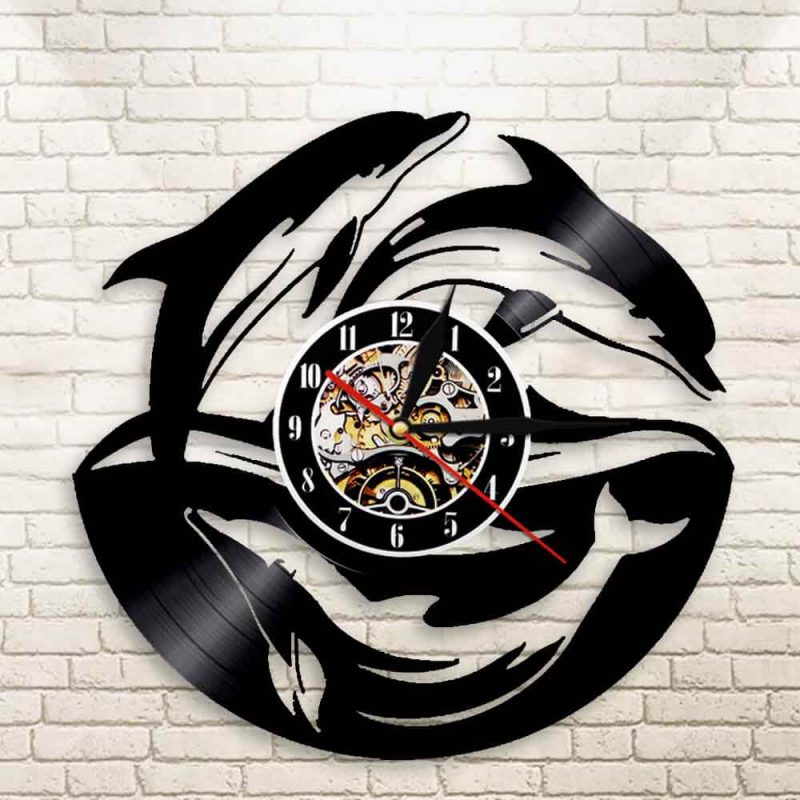 horloge dauphin vynile murale design