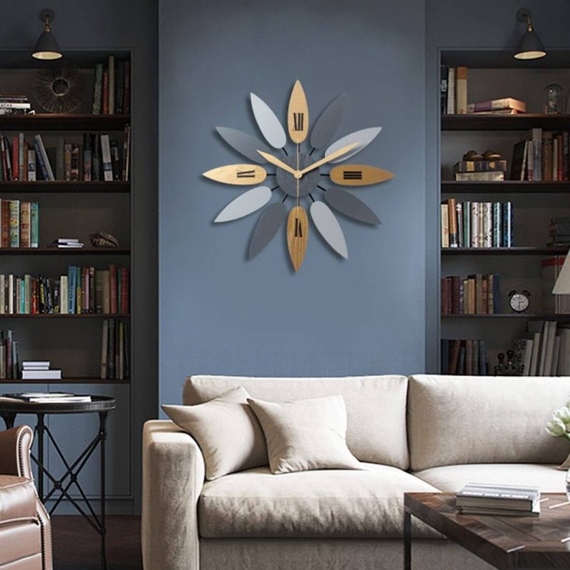 horloge design nordique bleu salon 50 cm