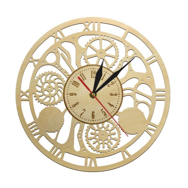 horloge industrielle bois 46