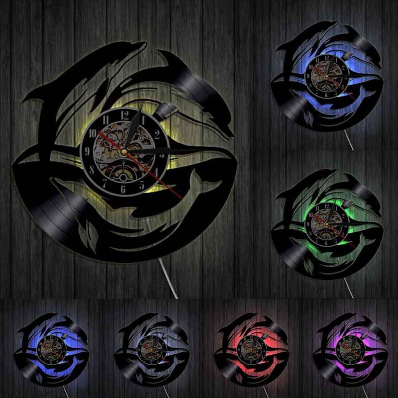 horloge murale dauphin LED couleurs