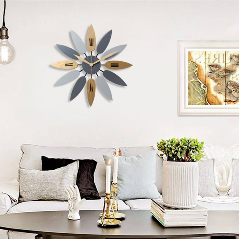horloge murale design grande nordique bleu salle