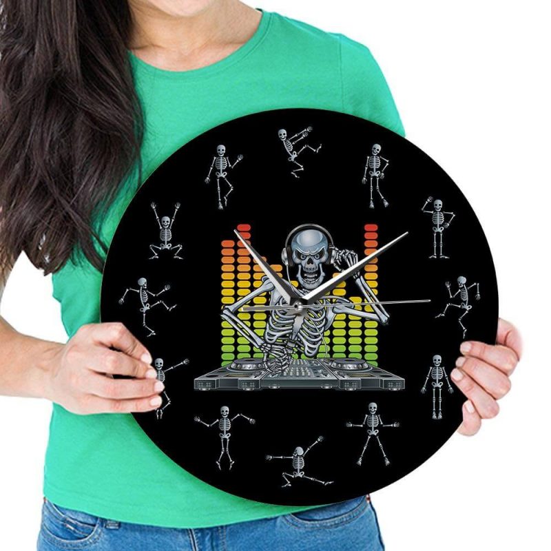 horloge murale dj squelette diametre 30 cm