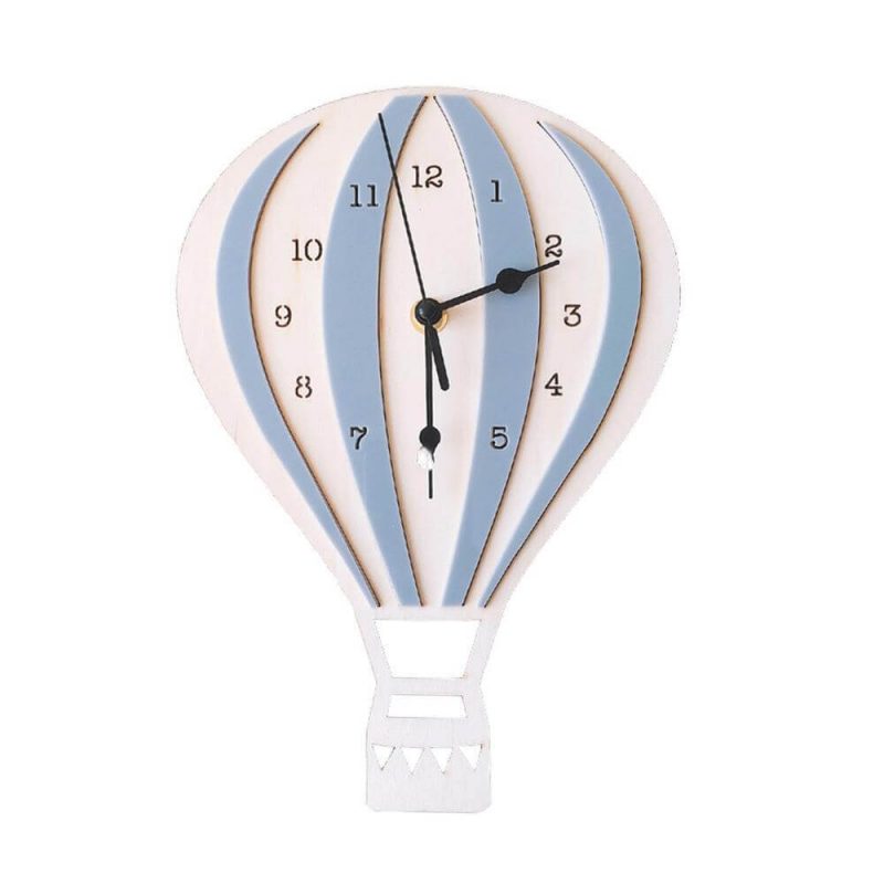 horloge murale montgolfiere gris bleute
