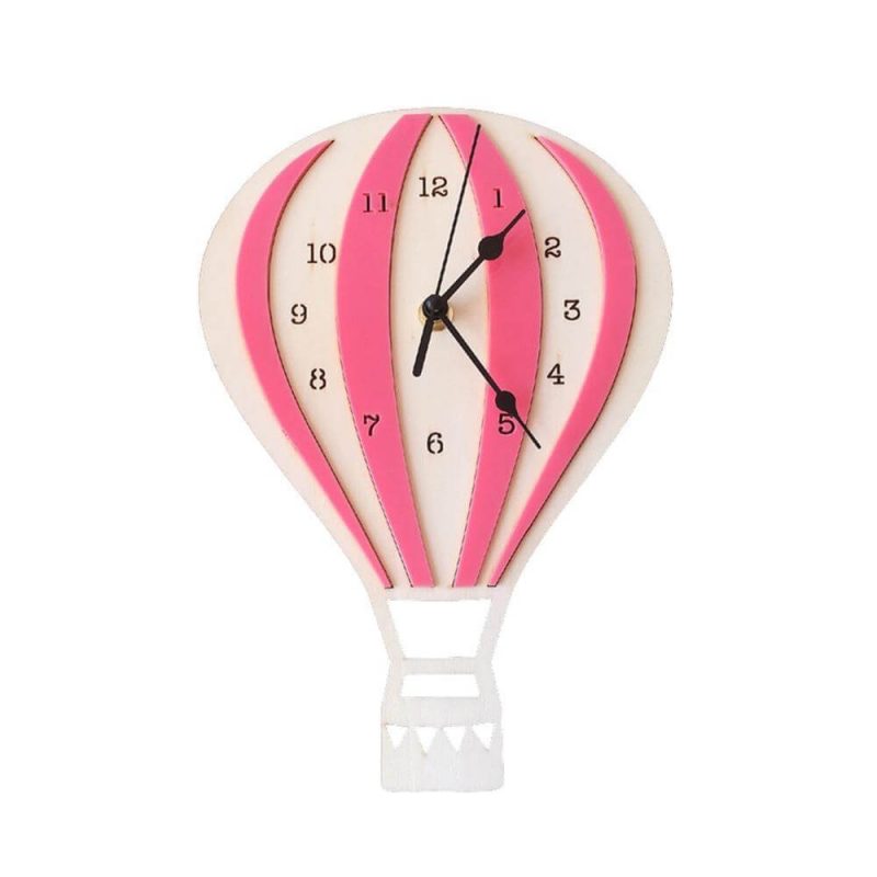 horloge murale montgolfiere rose