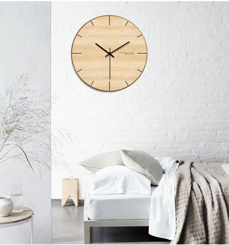 horloge murale scandinave bois minimaliste decoration chambre