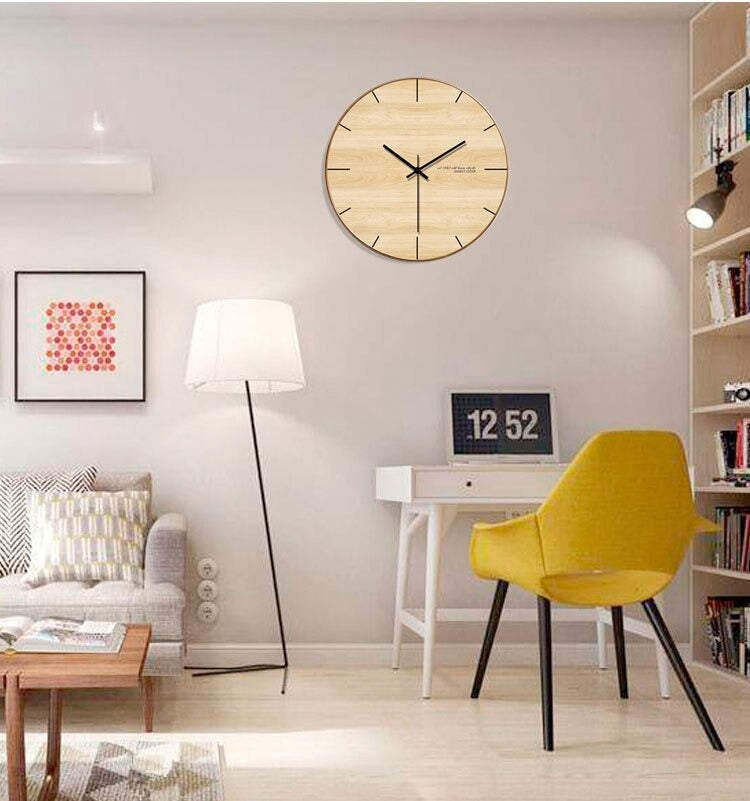 horloge murale scandinave bois minimaliste decoration salon