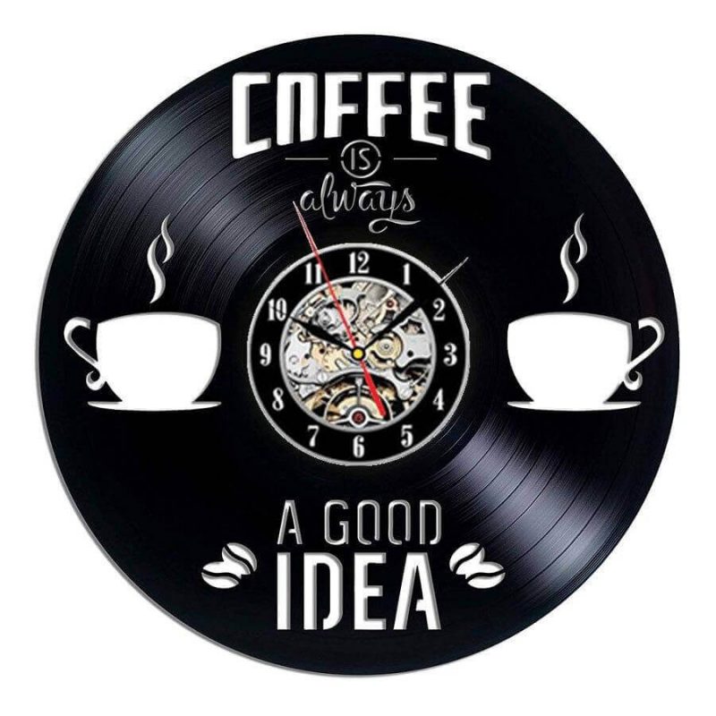 horloge murale vinyle cafe idee
