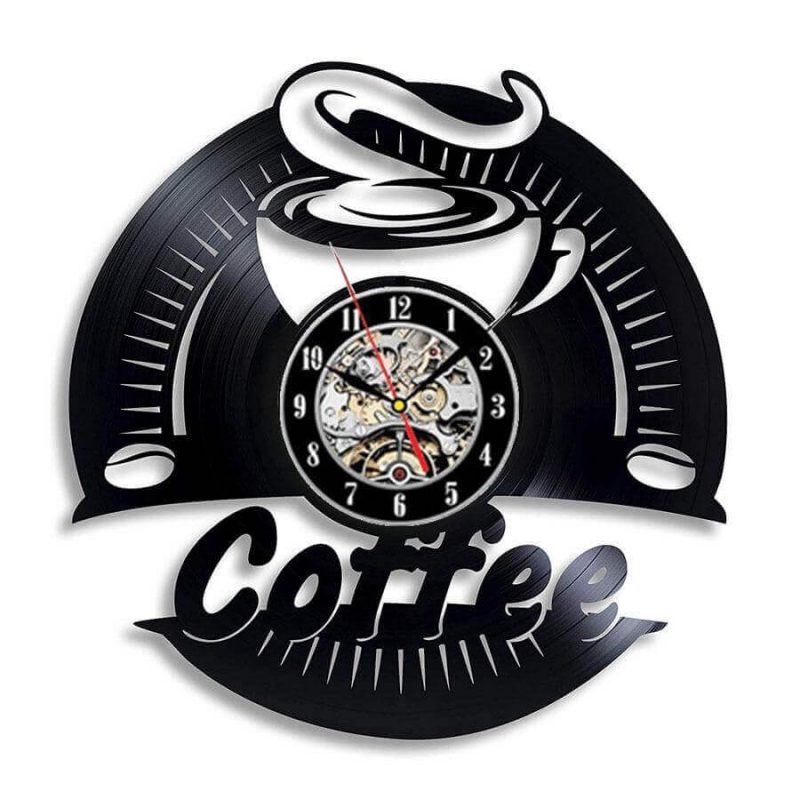 horloge murale vinyle originale cafe