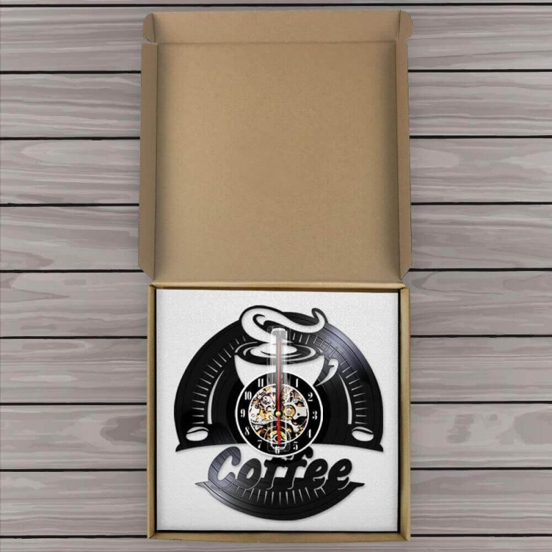 horloge murale vinyle originale cafe boite
