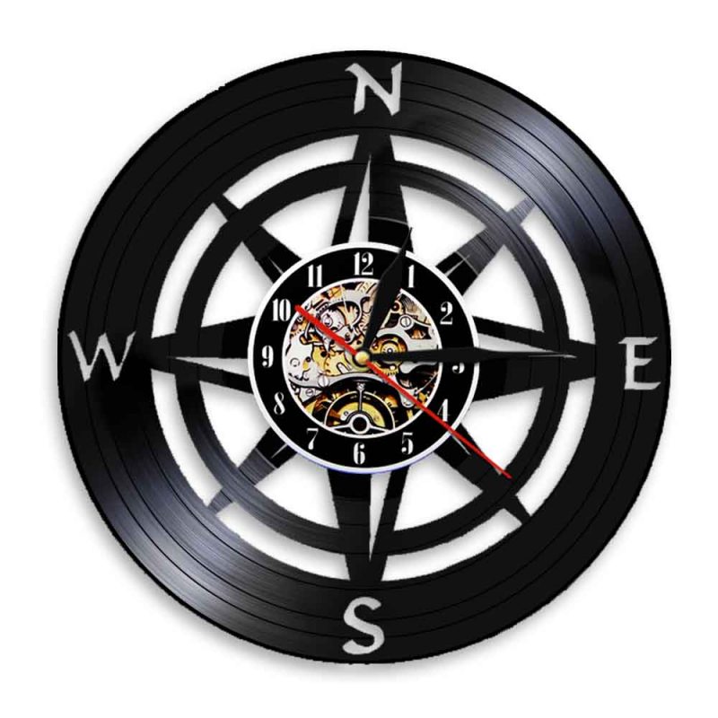 horloge vinyle boussole 0