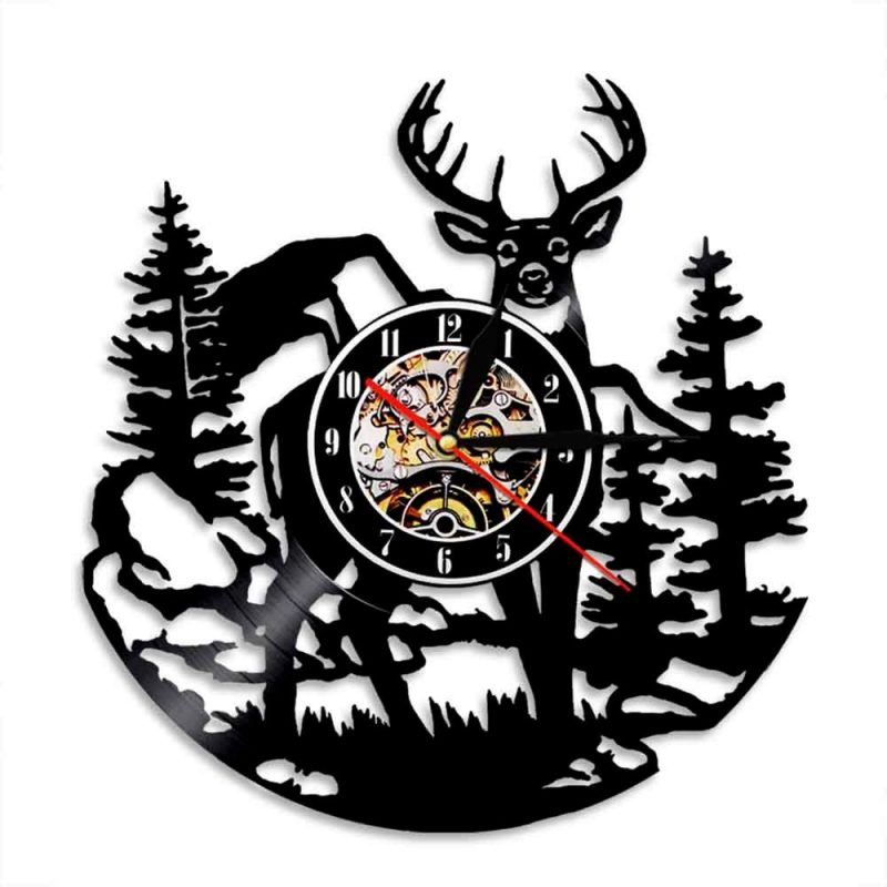 horloge vinyle cerf de la foret 0